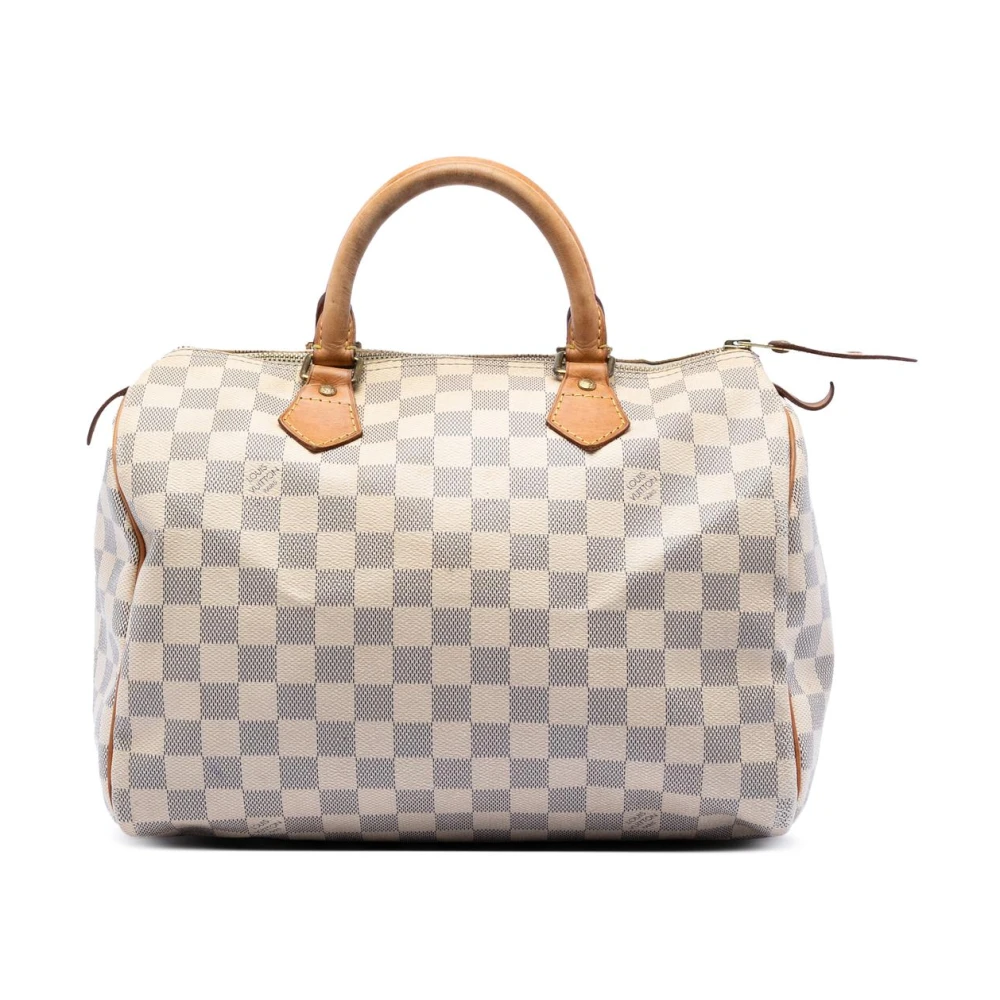 Louis Vuitton Vintage Women's White Pre-Owned Damier Ebene Speedy Boston Bag