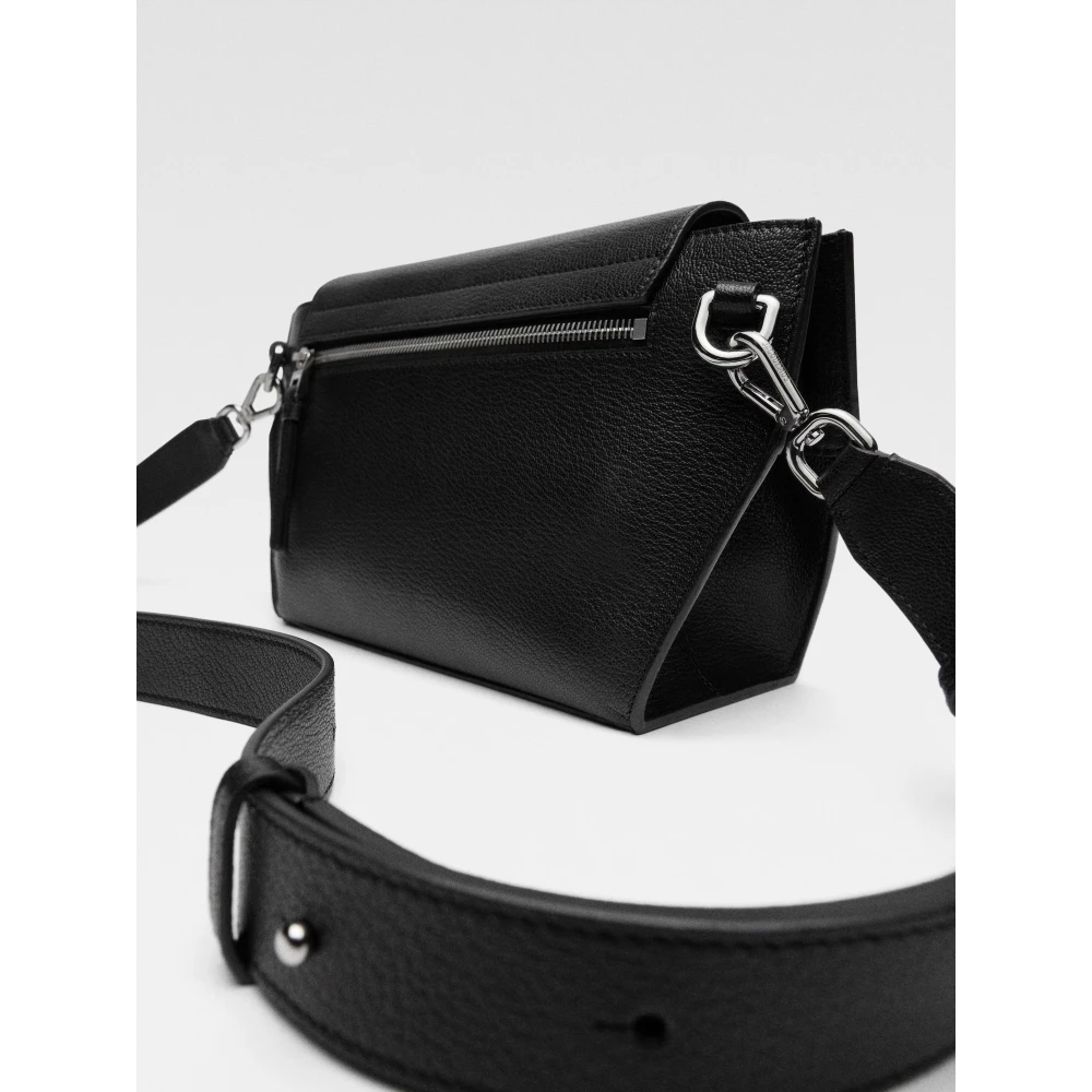 Jacquemus Zwarte leren messenger tas Black Dames