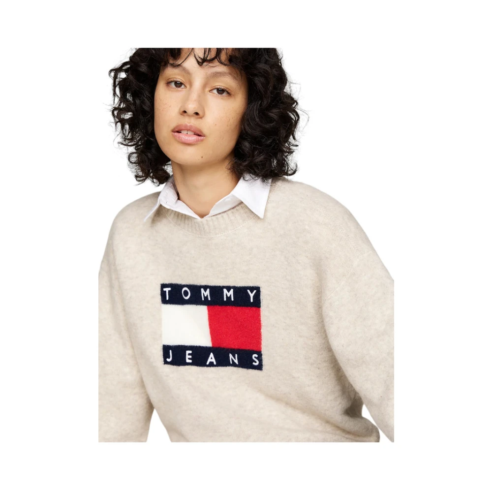 Tommy Jeans Trui met ronde hals Beige Dames