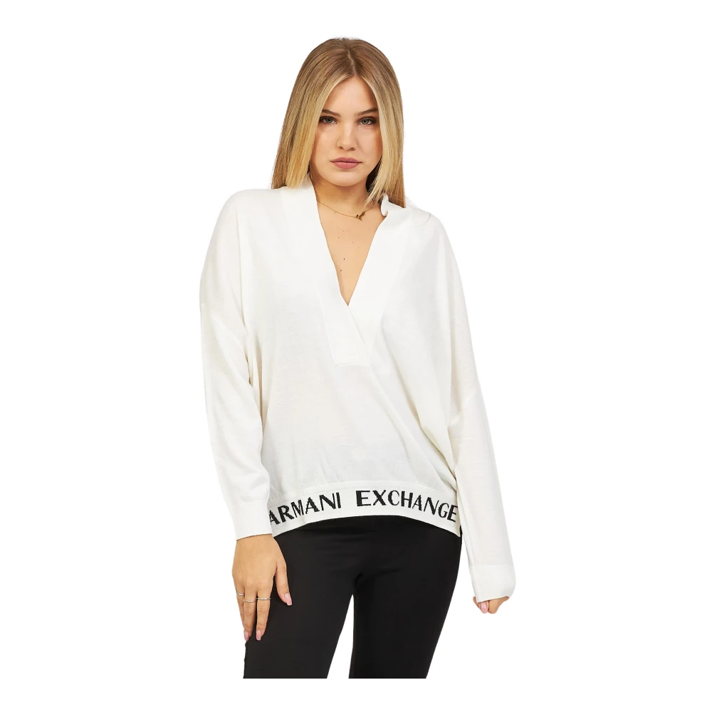 Armani Exchange Witte Wolmix Pullover White Dames