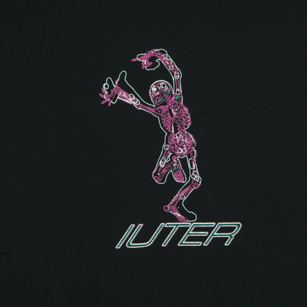 Iuter Zwarte Skeleton Hoodie Sweatshirt met Lange Mouwen Black Heren