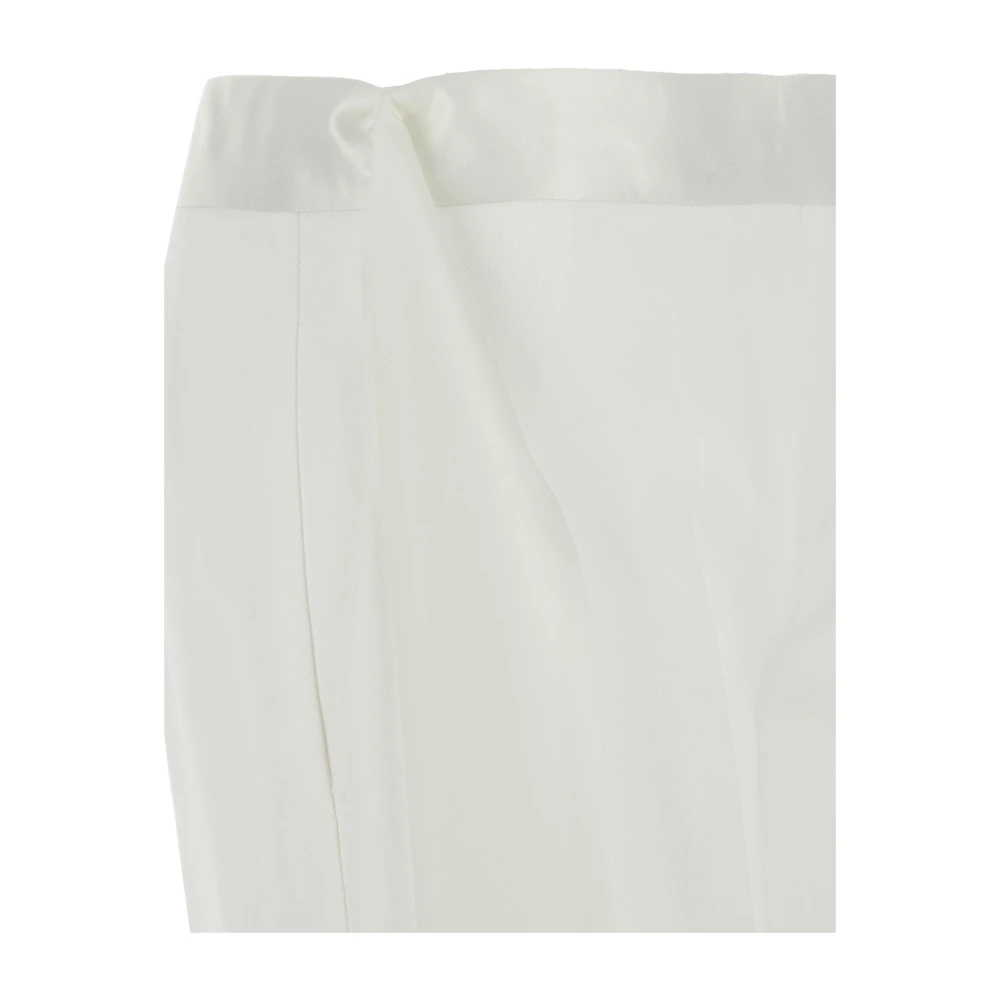 Victoria Beckham Witte wollen broek met riem White Dames