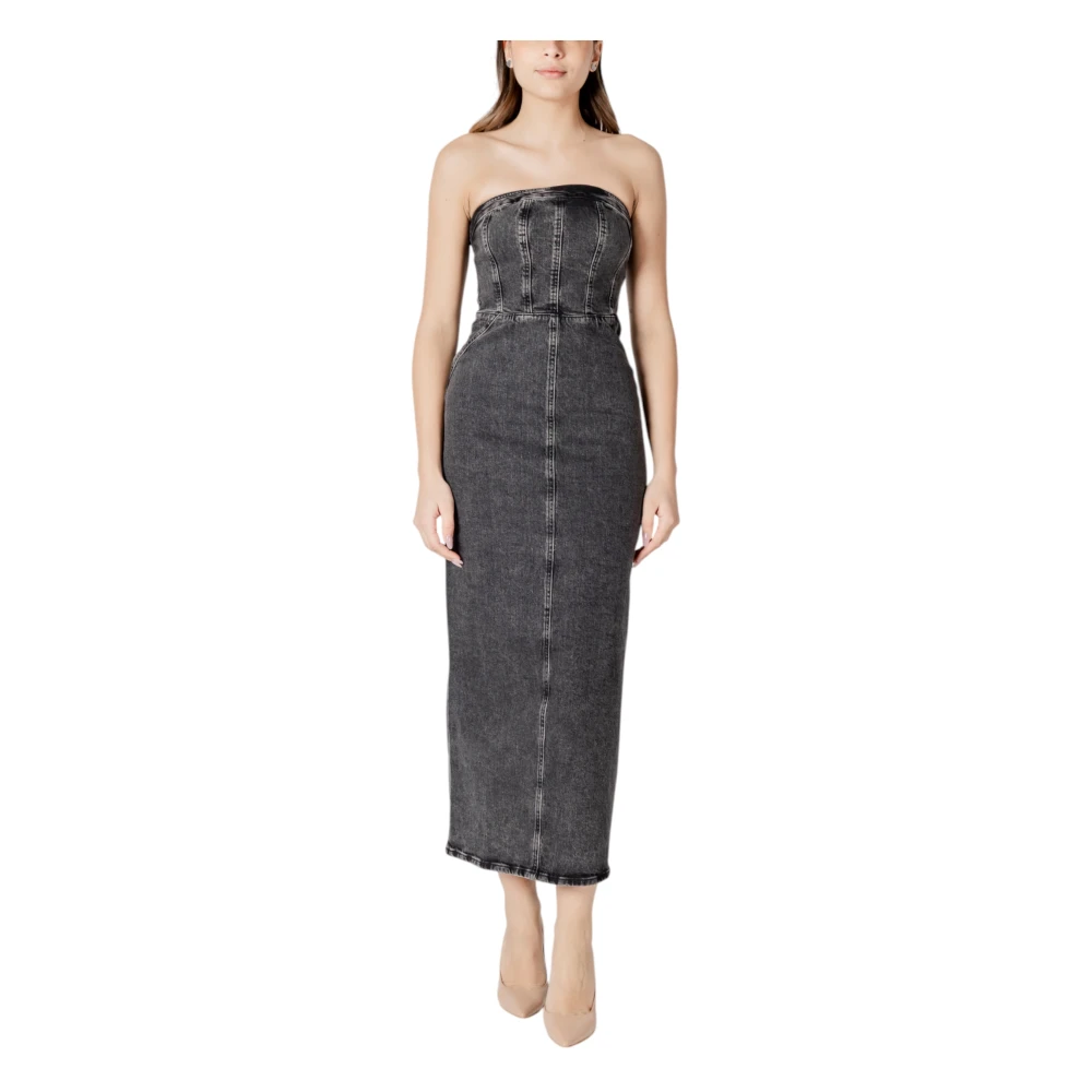 Ichi Katoenen Midi Jurk Collectie Gray Dames