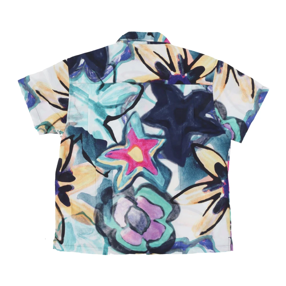 Obey Korte Mouw Camp Kraag Geweven Overhemd Multicolor Heren