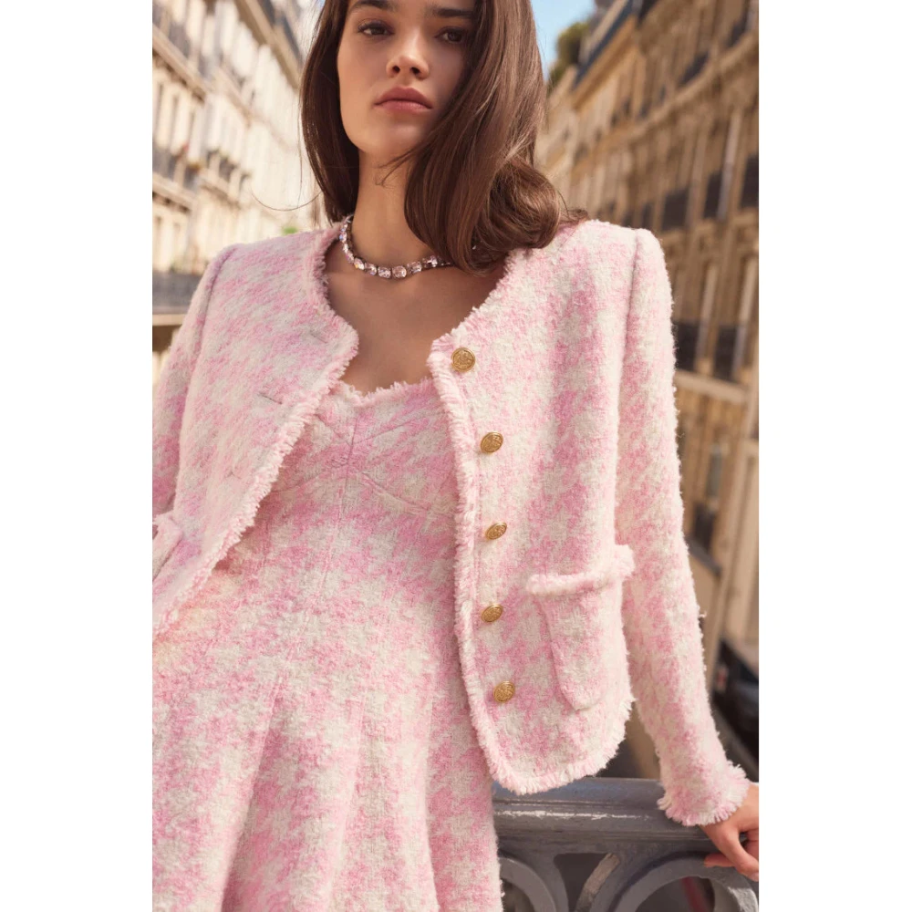 Loveshackfancy Chique Antoine Tweed Jas Pink Dames