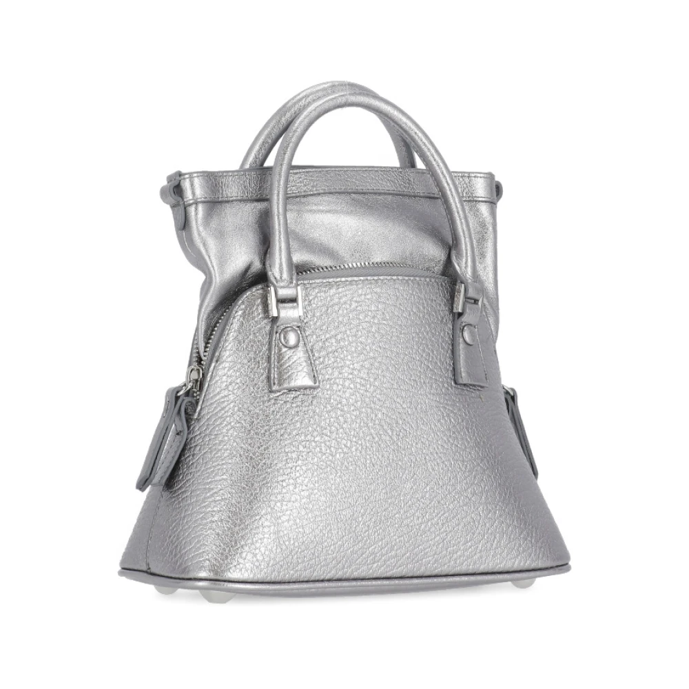 Maison Margiela Zilveren Schoudertas van Pebble Leer Gray Dames