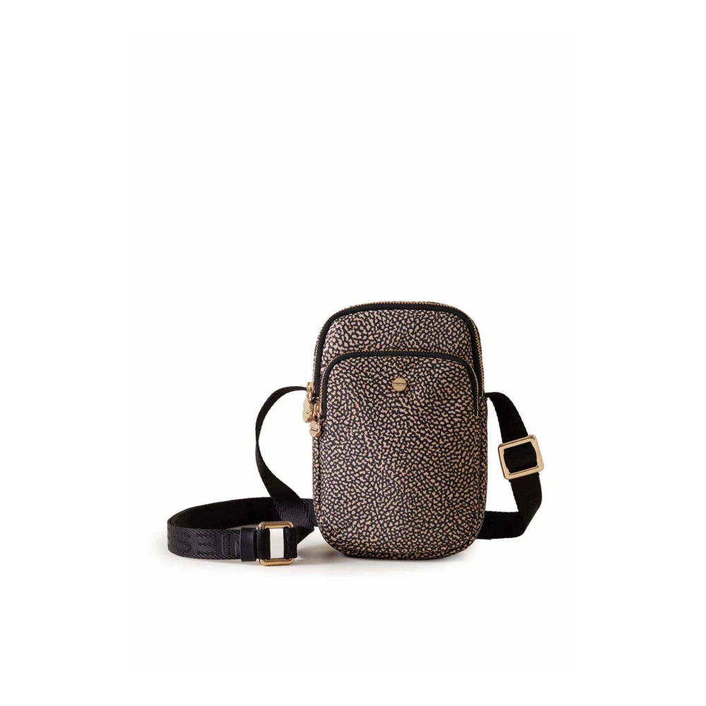 Borbonese Gedrukte Nylon Crossbody Smartphone Houder Brown Dames