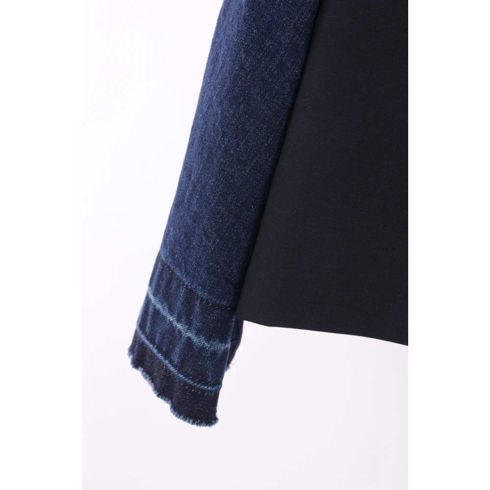 Sacai Wol en Denim Shorts Blue Dames