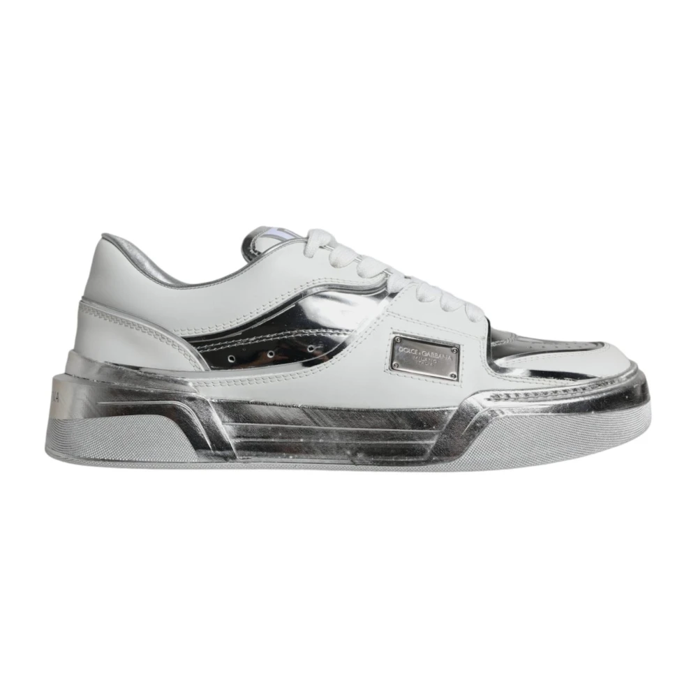 Dolce & Gabbana Sneakers, Female, 6 Uk, Silver Leather Low Top Trainers White