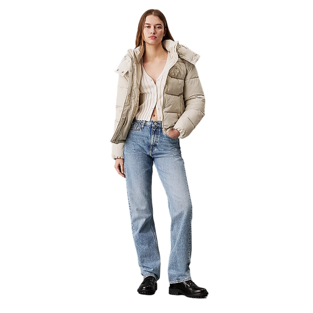 Calvin Klein Beige Jas met Afneembare Capuchon Beige Dames