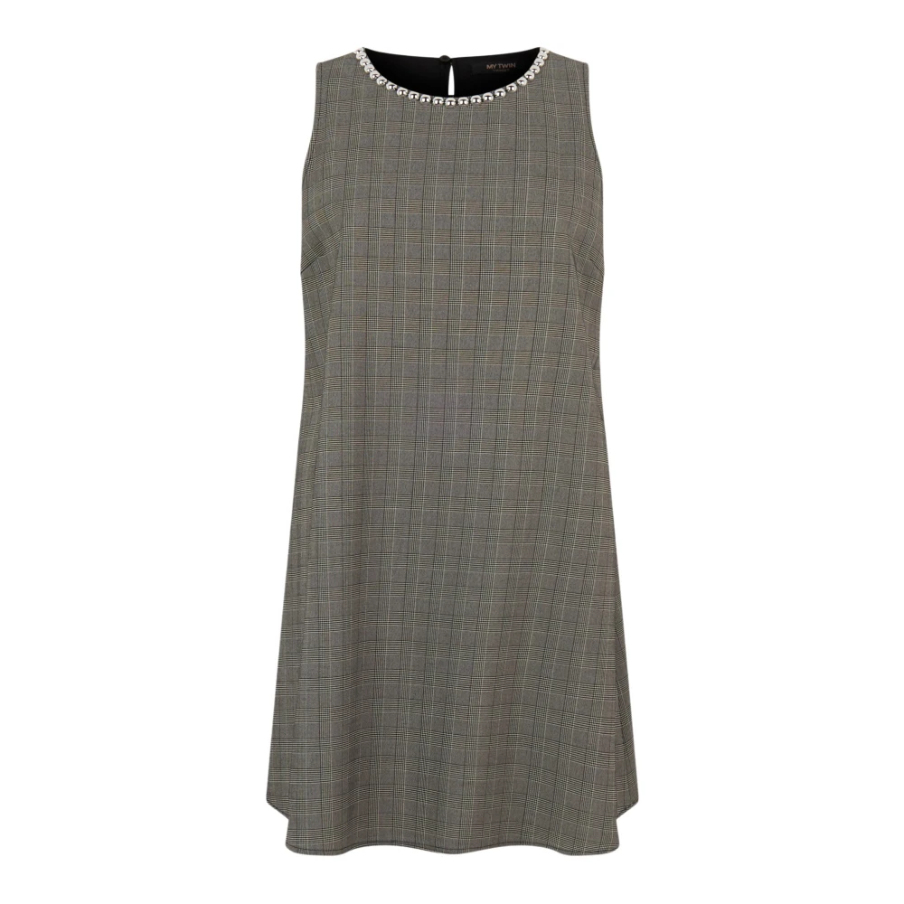 Twinset Grijze Prins van Wales Jurk Gray Dames