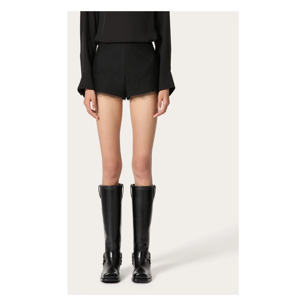 Valentino Garavani Zwarte Kant Korte Broek Black Dames