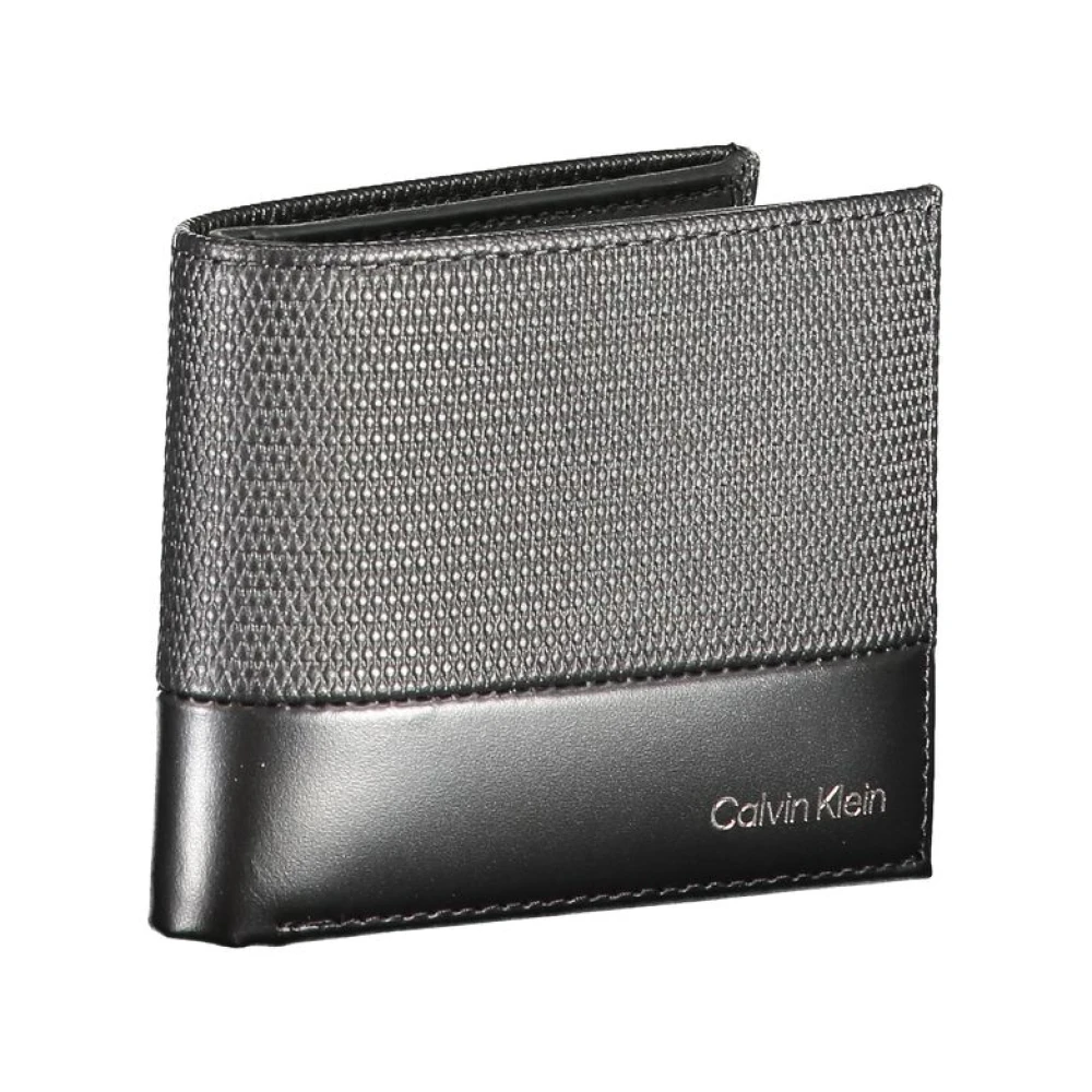 Calvin Klein Zwarte leren portemonnee met RFID-blokkering Black Heren