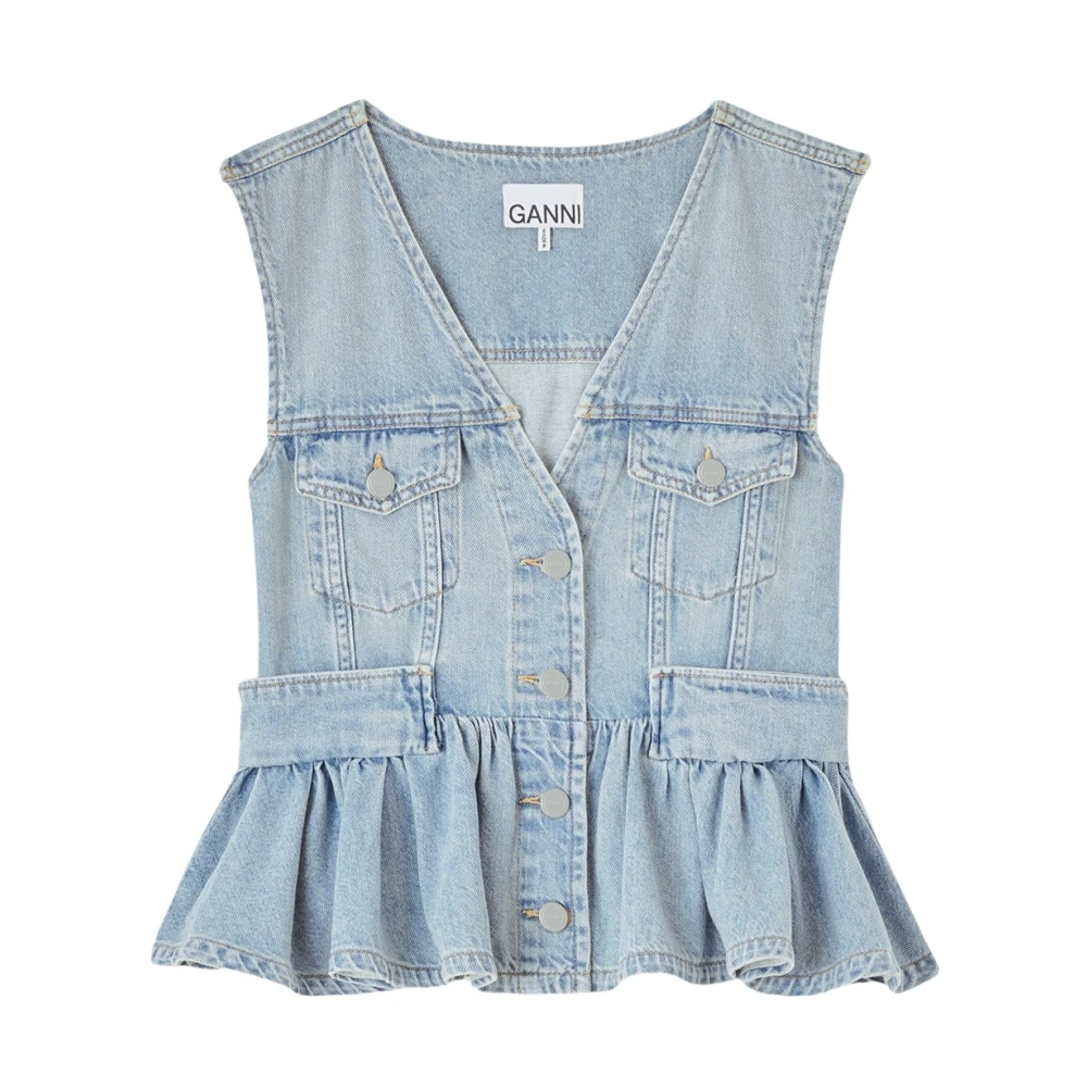 Ganni Blue Cotton Denim Jacket - IT38 | S - Image 4