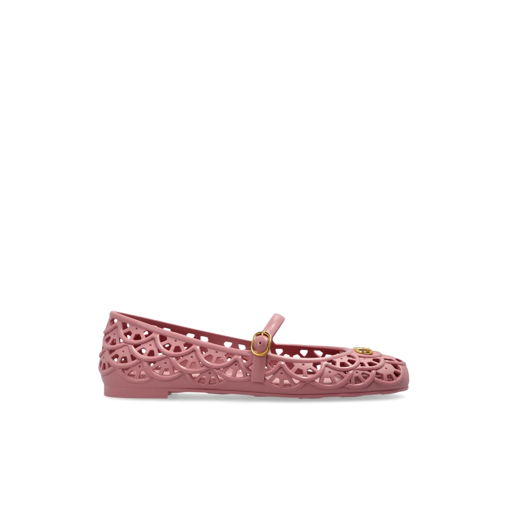 Valentino Garavani , Ballerina Shoes, Female, Pink, 3 Uk, Ondette Rubber Ballerina With Scallop Pattern 05Mm