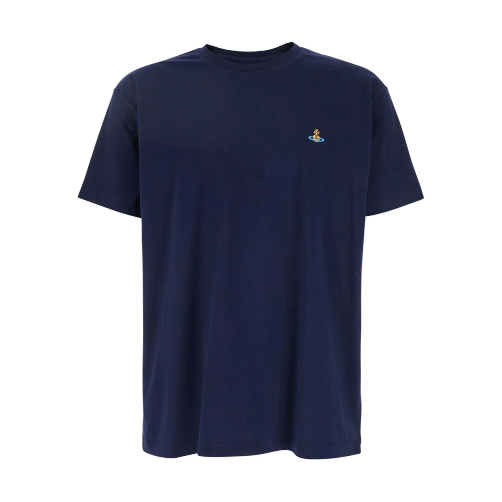 Vivienne Westwood Crewneck T-Shirt With Orb Logo - Male - T-Shirts - Blue - M - Tops