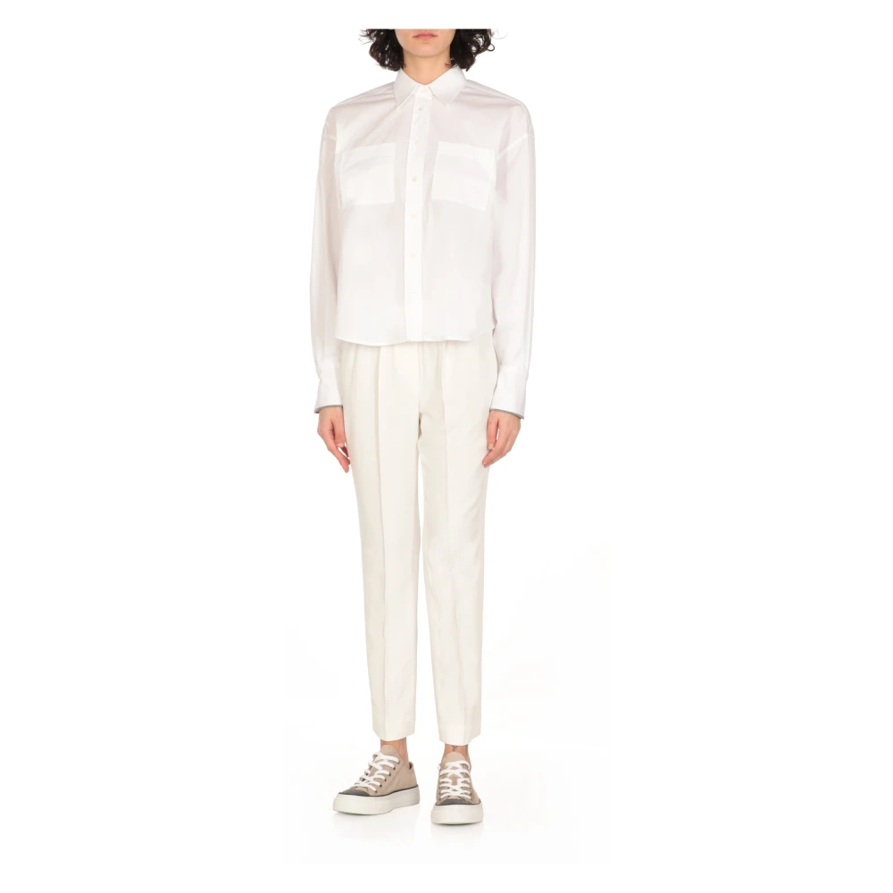 BRUNELLO CUCINELLI Witte Katoenen Shirt met Kraag White Dames