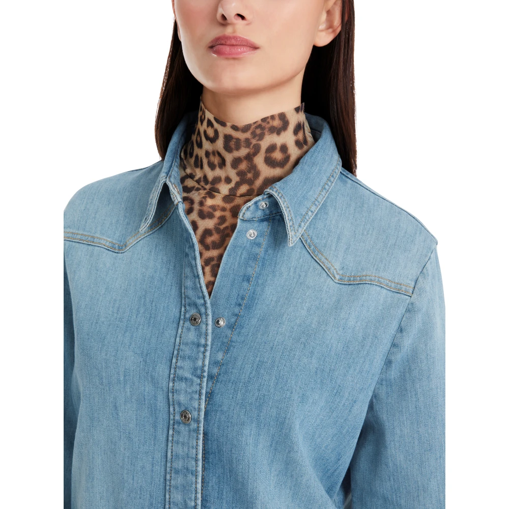 Marc Cain Gebruikte Denim Blouse Blue Dames