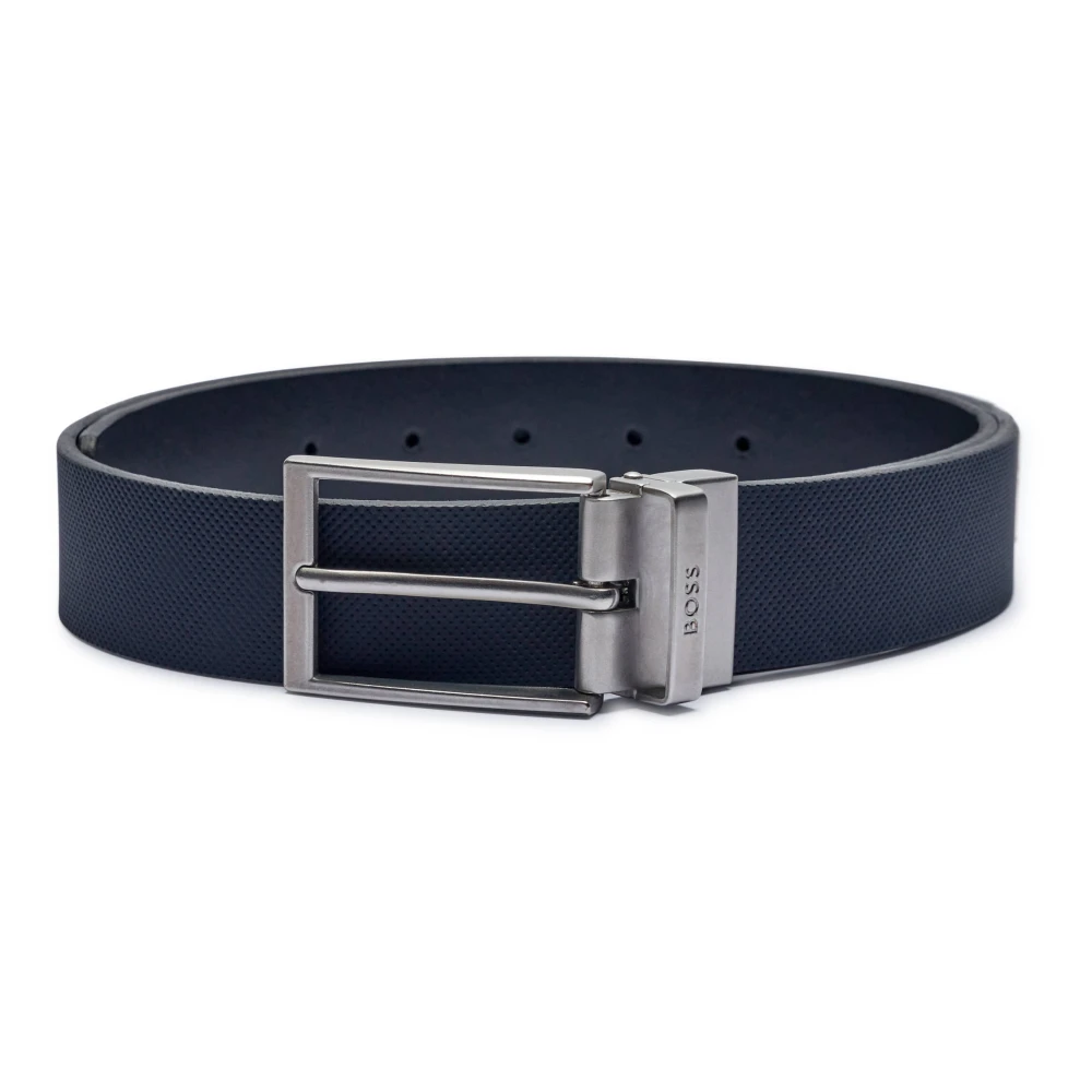 Hugo Boss Blauwe Leren Riem Stijlvol Model Blue Heren