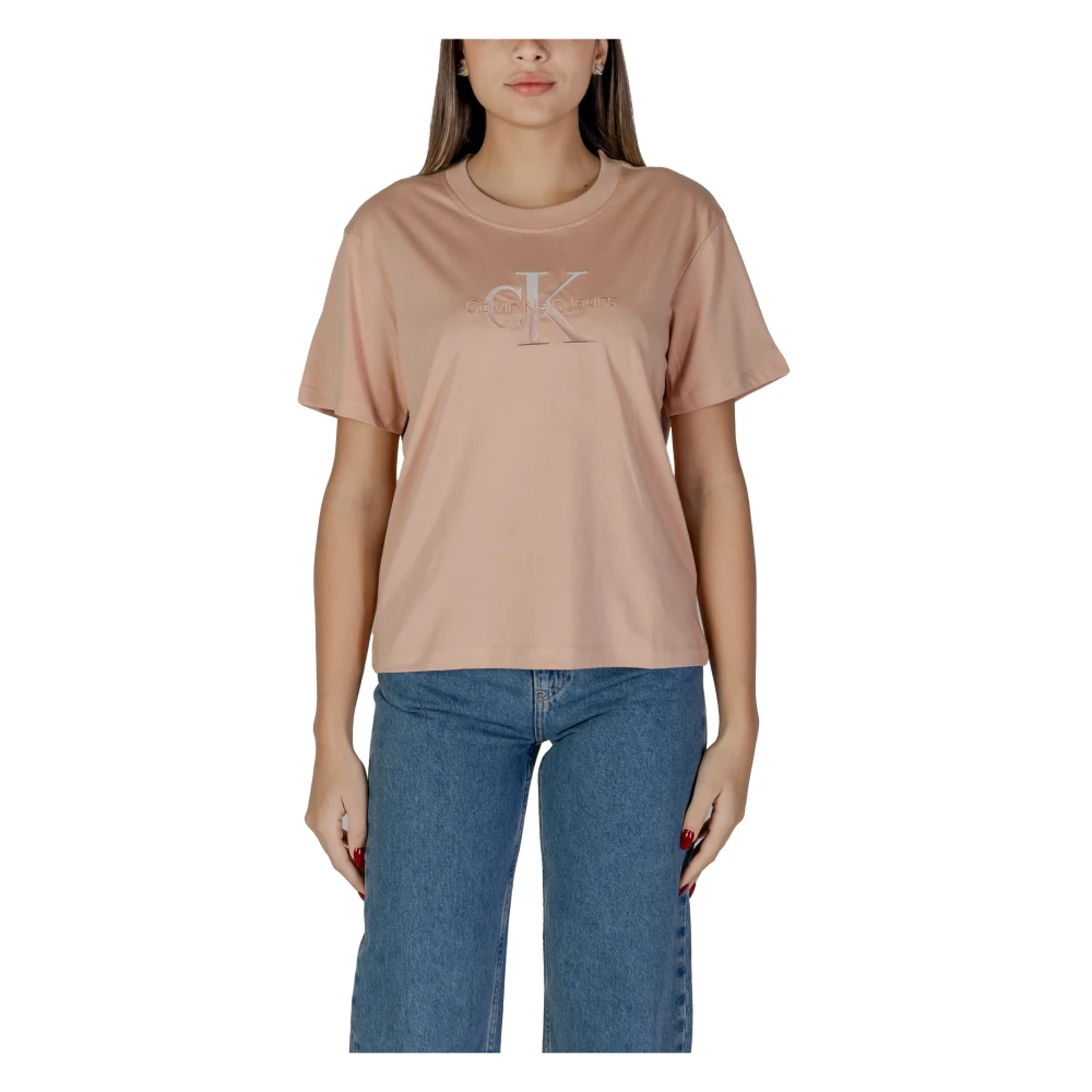 Calvin Klein Jeans Korte mouw katoenen T-shirt collectie Pink Dames