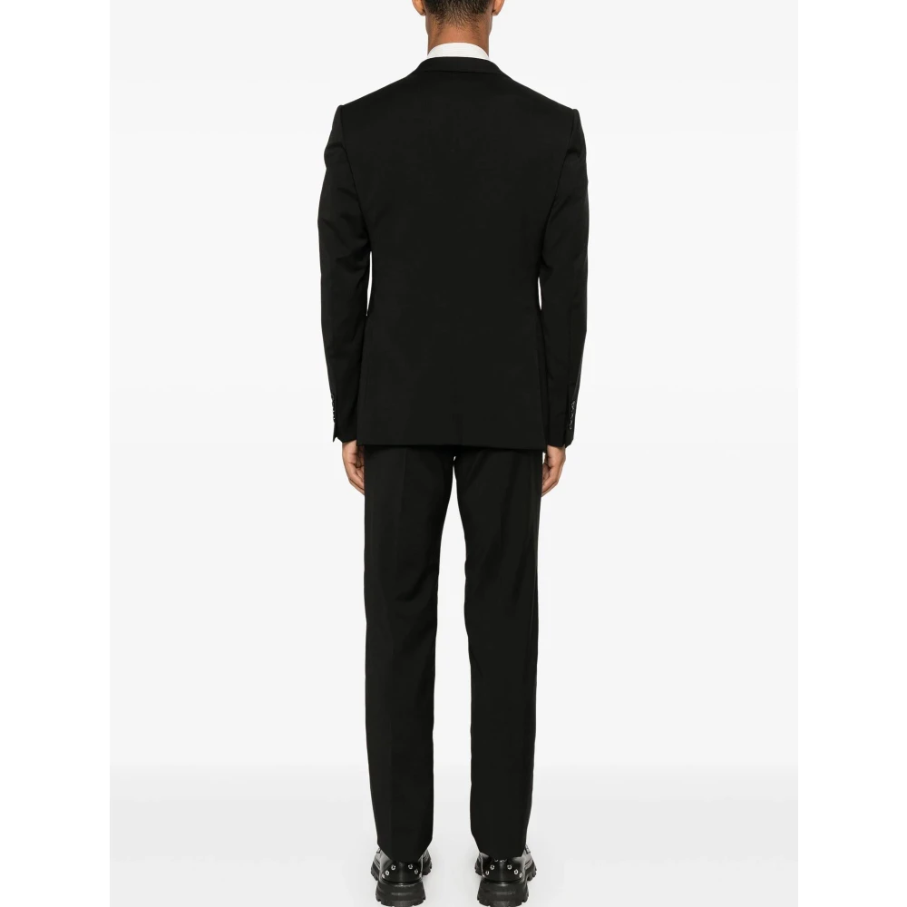 Emporio Armani Zwart Wol Blazer en Broek Set Black Heren
