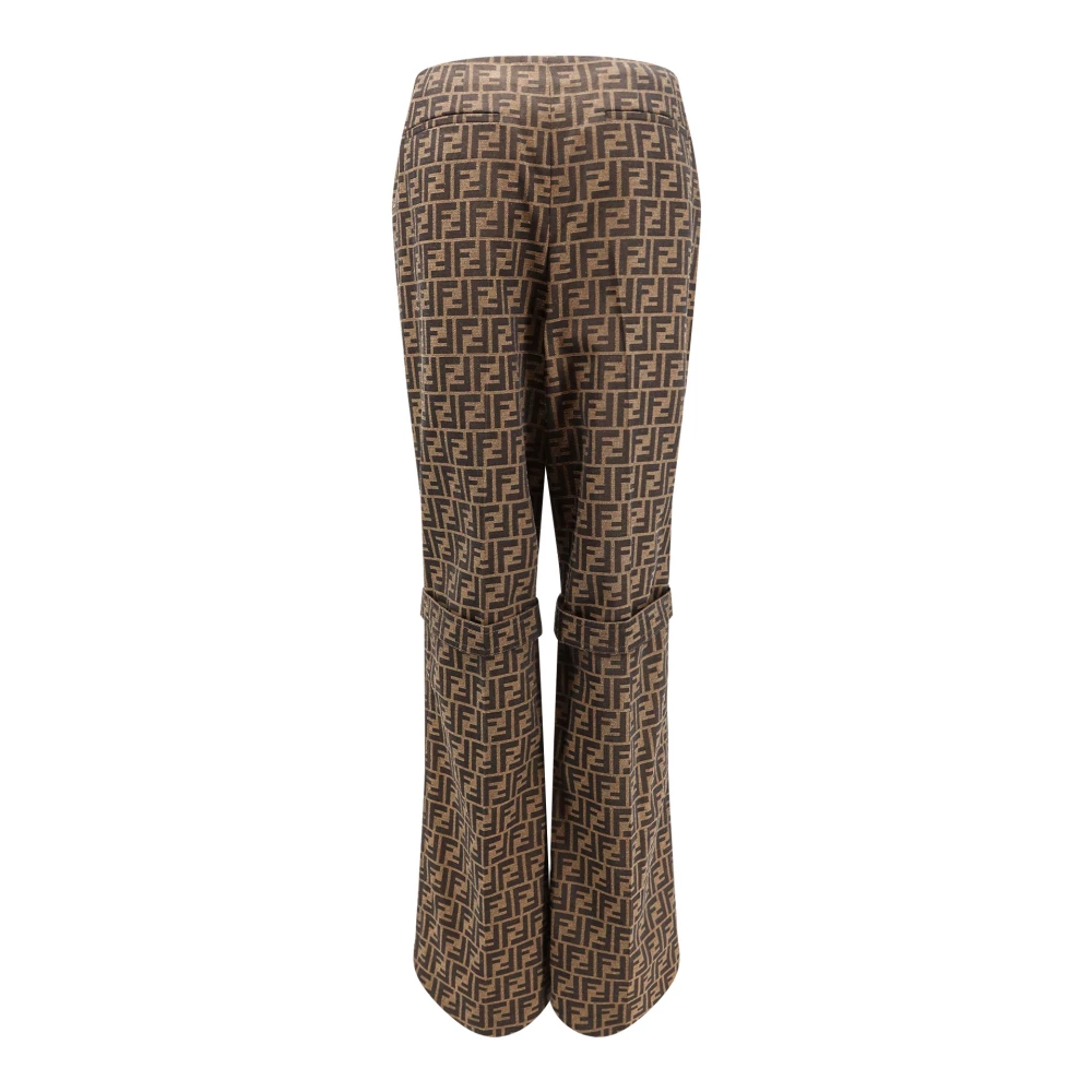 Fendi Canvasbroek met asymmetrische onderkant Brown Dames