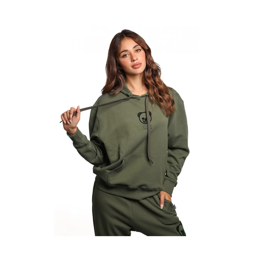 Moschino Green Cotton Hoodie - Female - Hoodies - Xs - Sweatshirts & Hoodies