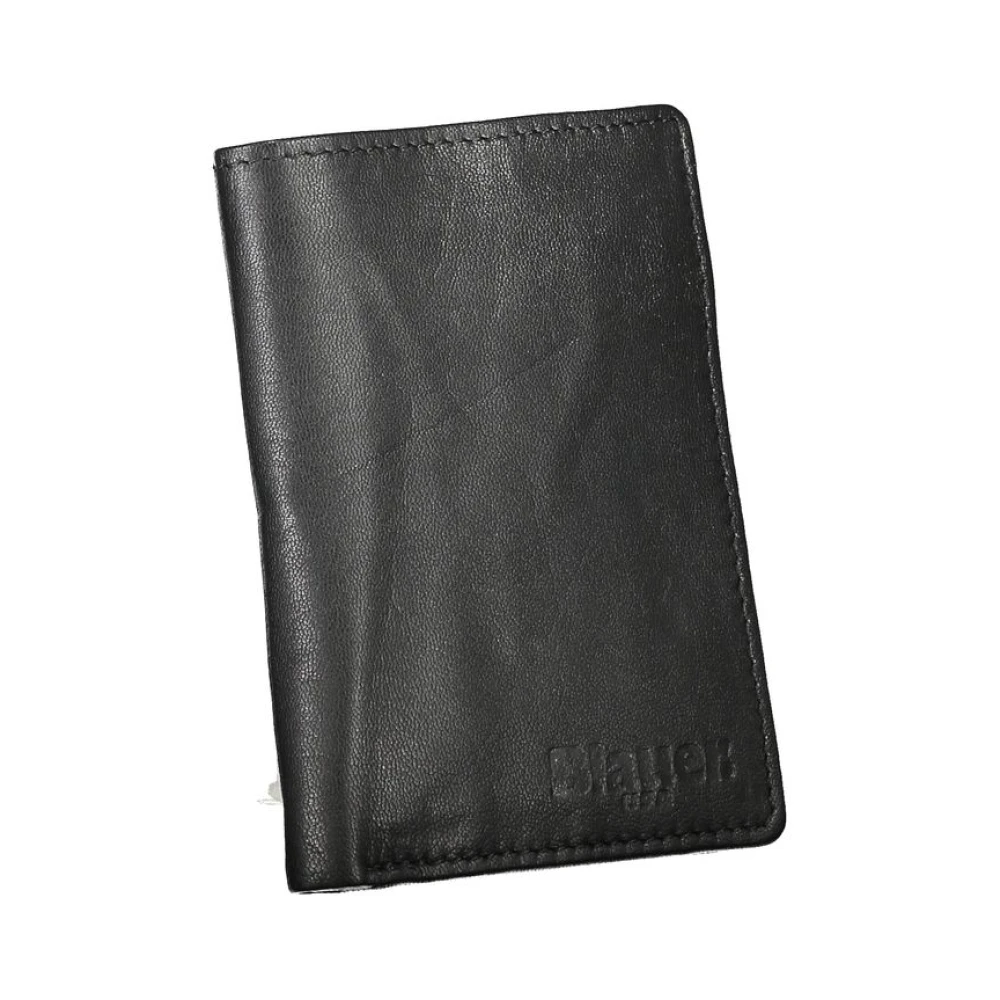 Blauer Zwarte Leren Dubbel Compartiment Portemonnee Black Heren