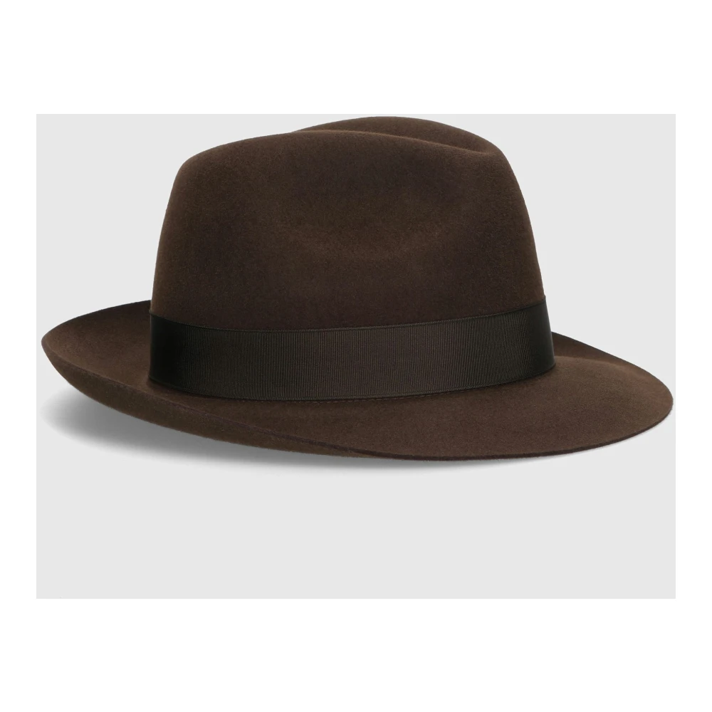 Borsalino Vilt Medium Rand Hoed Brown Heren