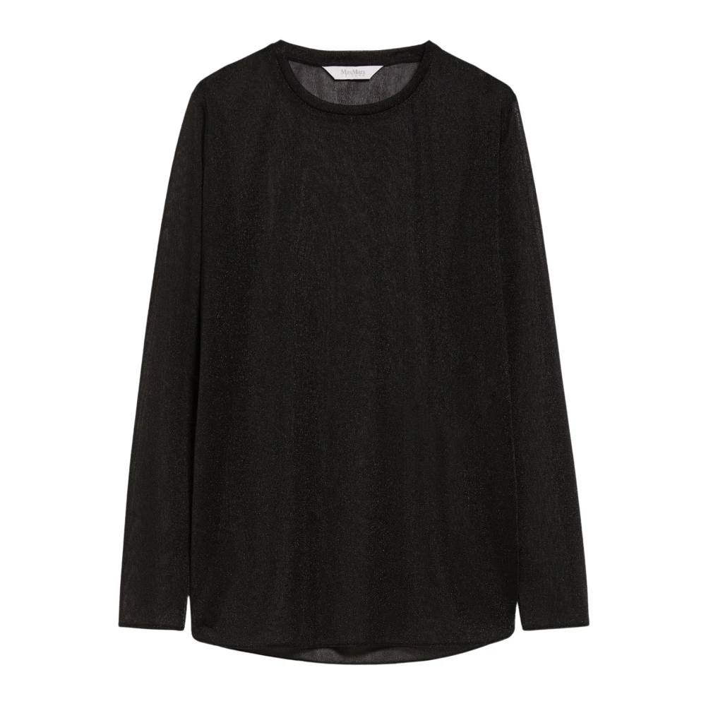 Max Mara Zwarte Doorschijnende Lurex Top met Glans Black Dames
