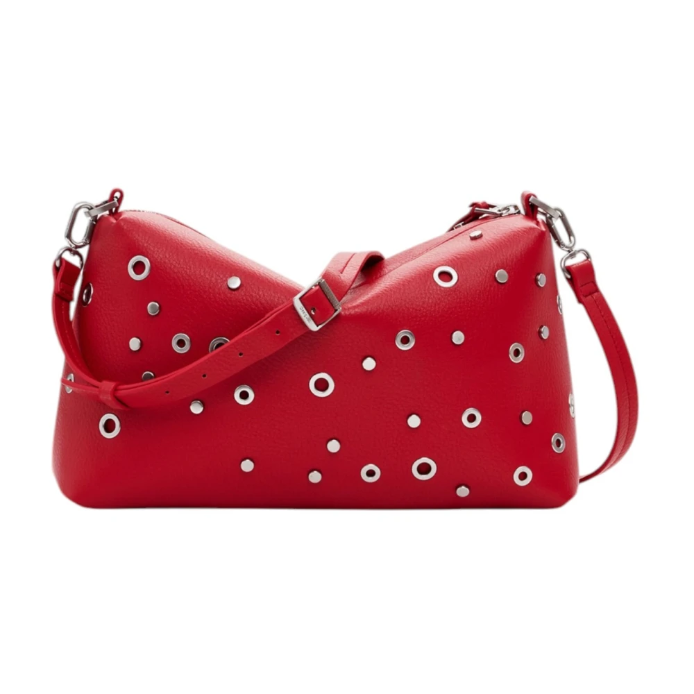 Desigual Rode Eenvoudige Schoudertas met Rits Red Dames