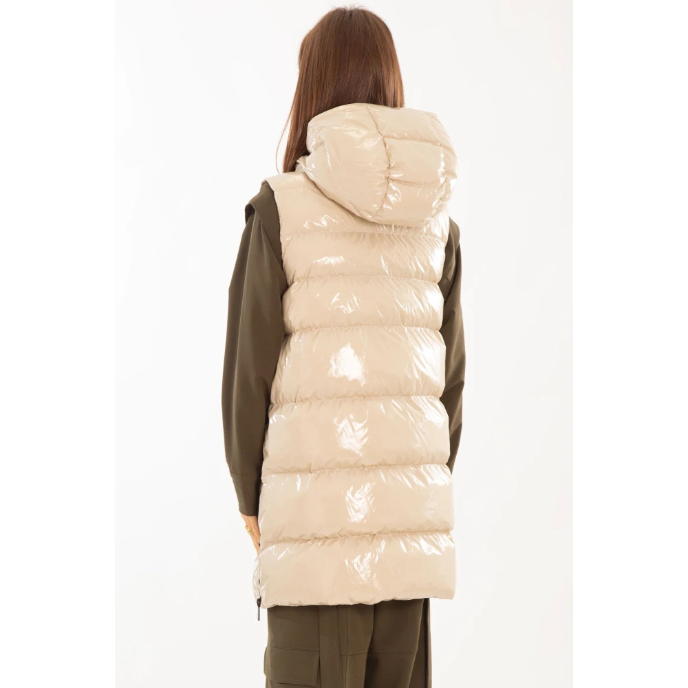 pinko Graffetta Hooded Puffer Vest in Stijl Beige Dames