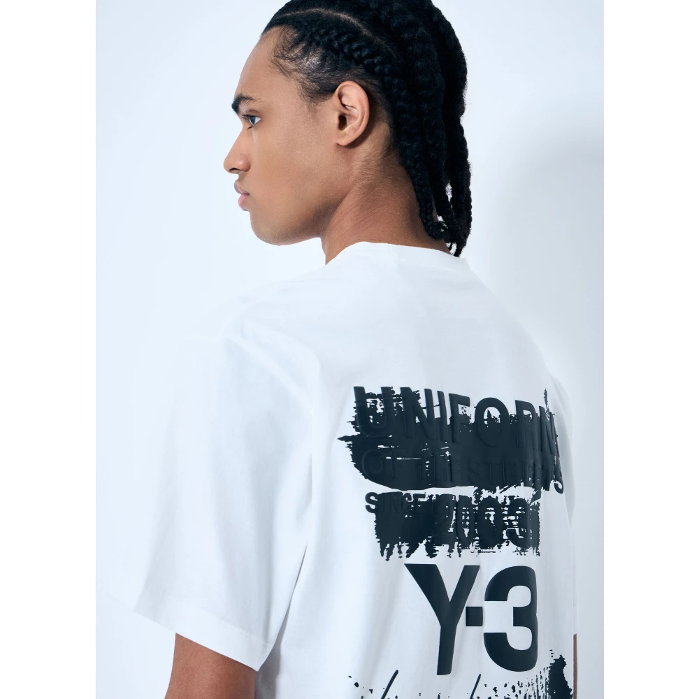 Y-3 Logo Print Crewneck T-Shirt White Heren