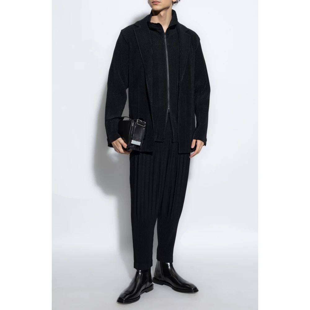 Issey Miyake Geplooide sweatshirt met rits Black Heren