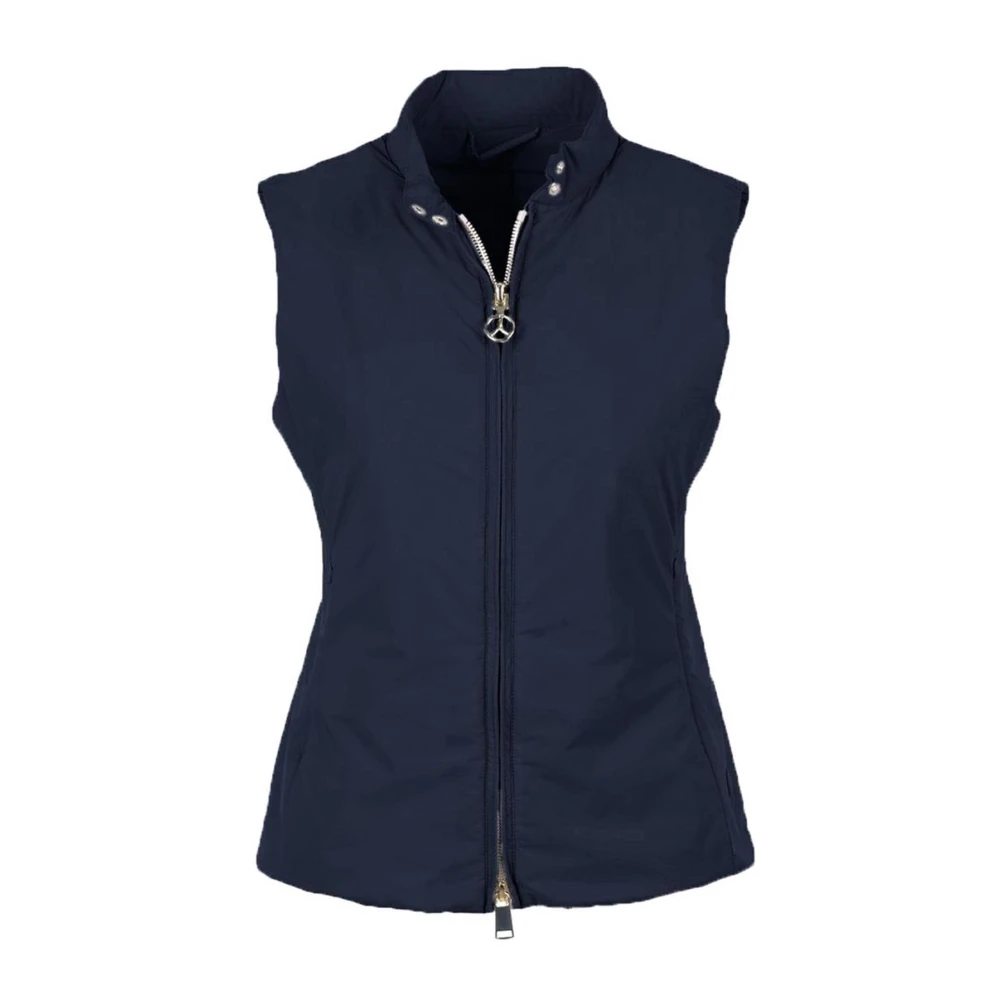 People of Shibuya Blauwe Nylon Rits Vest met Zakken Blue Dames