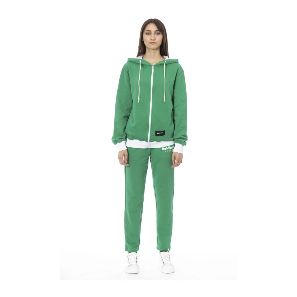Baldinini Hoodie Colorblock Trainingspak met Logo Green Dames
