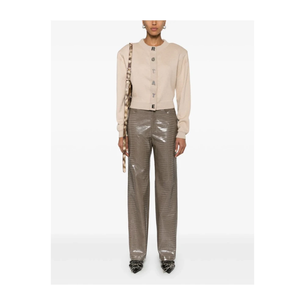 Rotate Birger Christensen High Waist Straight Leg Broek Brown Dames