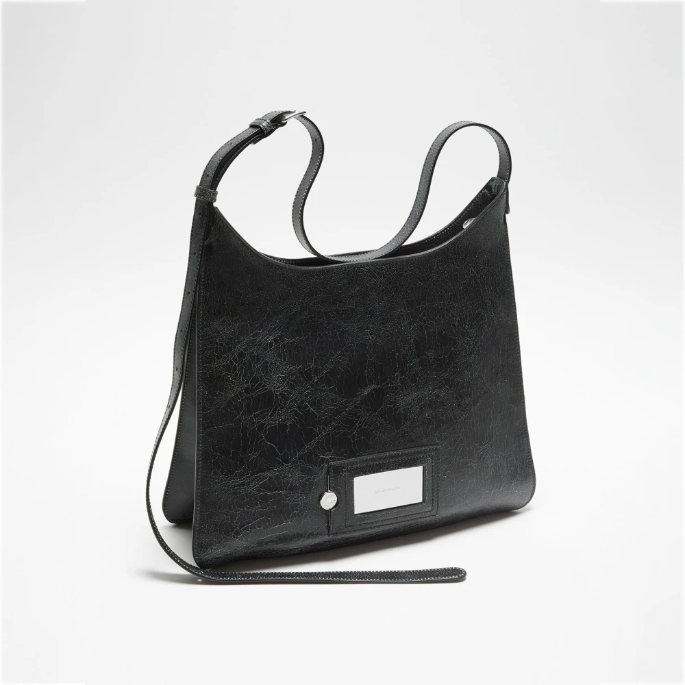Acne Studios Zwarte leren schoudertas Black Dames