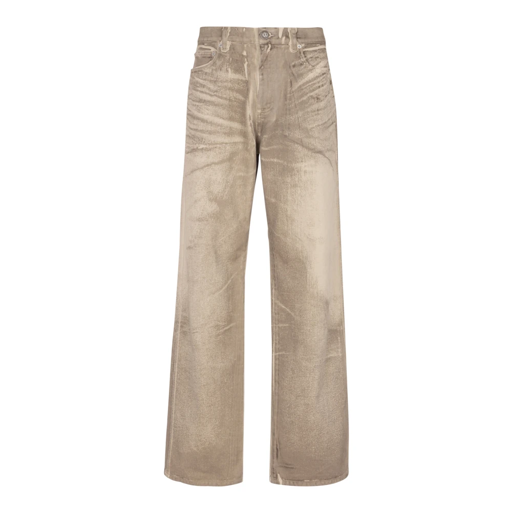Balmain Washed Straight-Leg Jeans Beige Heren
