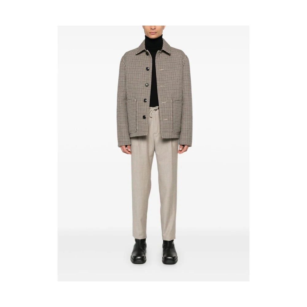 Incotex Bruine Wol Tapered Leg Broek Beige Heren