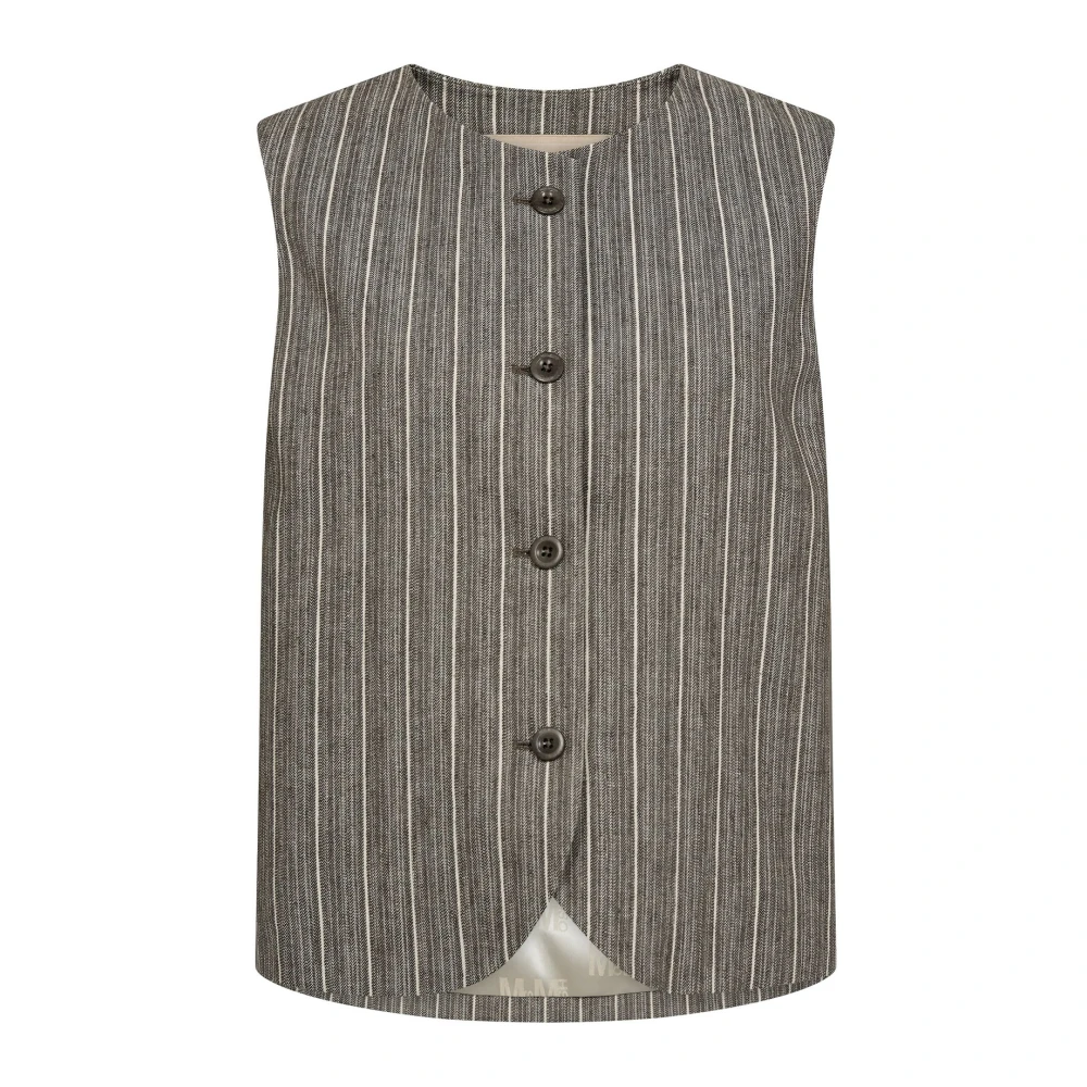 MOS MOSH Gestreepte Vest Blazer Zeeschildpad Brown Dames