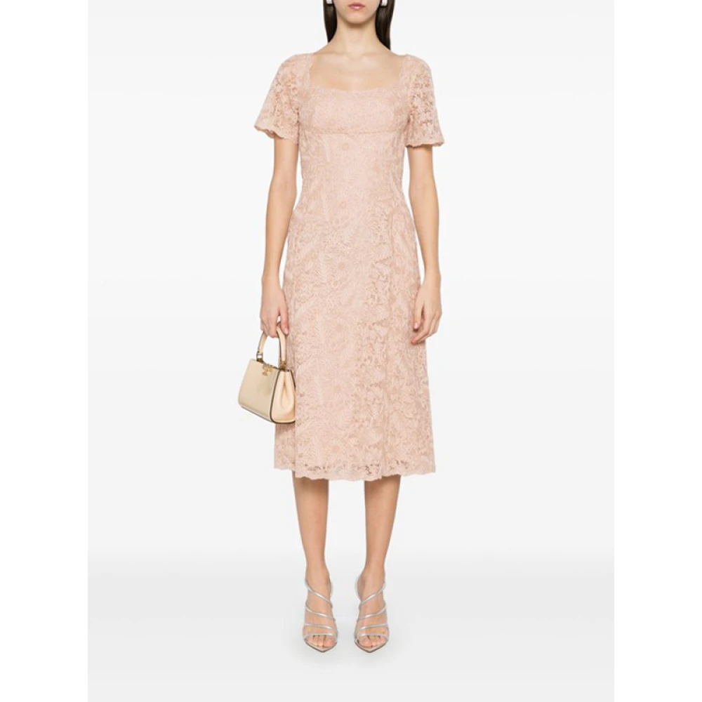 Ermanno Scervino Roze Bloemenkant Midi Jurk Pink Dames