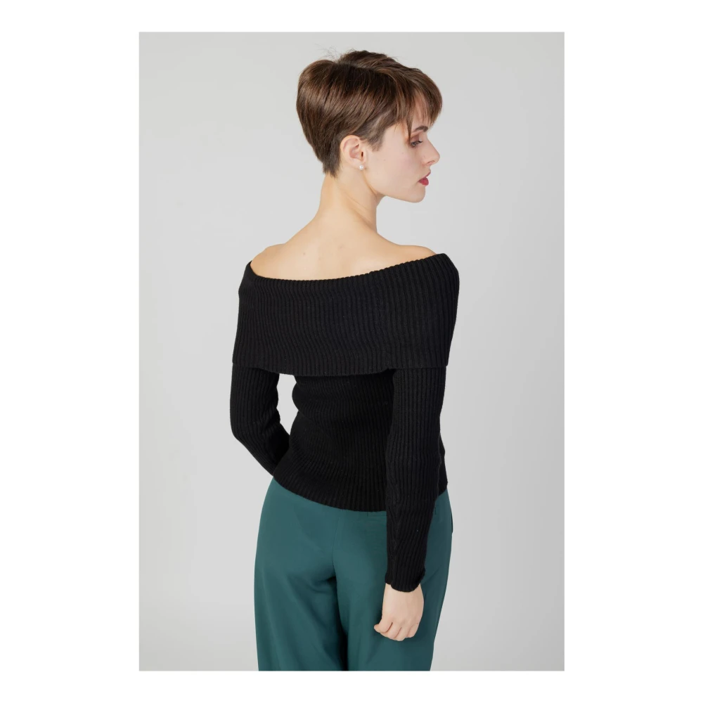 Only Zwarte gebreide boothals trui Black Dames