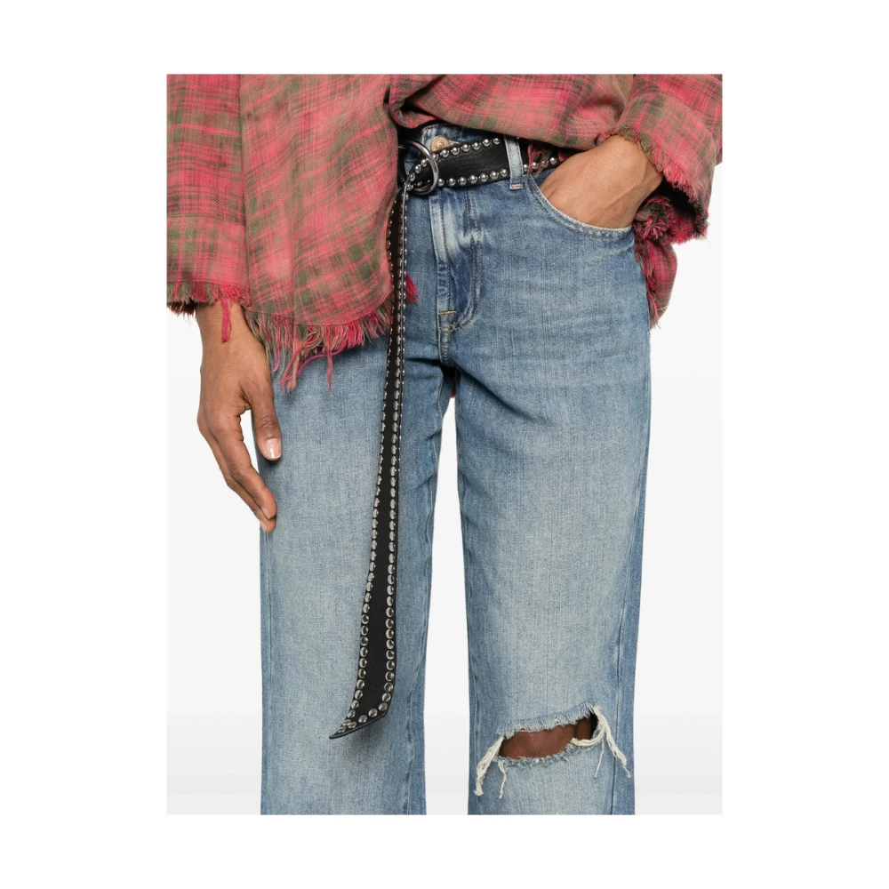 7 For All Mankind Indigo Blue Straight Leg Jeans Blue Dames
