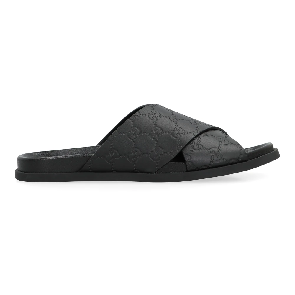 Gucci Black Sliders, Male, 9 Uk, Slides In Leather