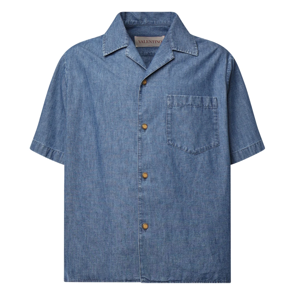 Valentino Garavani Blauw Katoenen Knoopshirt Blue Heren