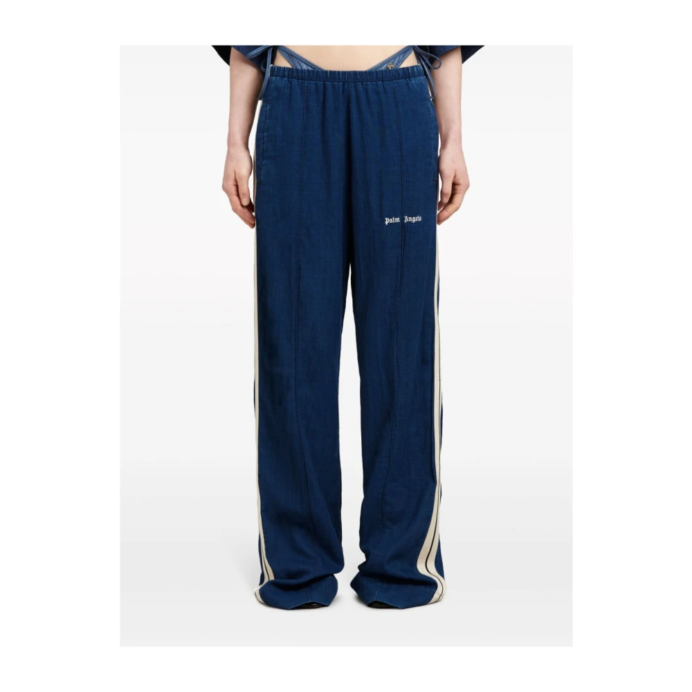 Palm Angels Blauwe Broek met Streepdetail Blue Dames