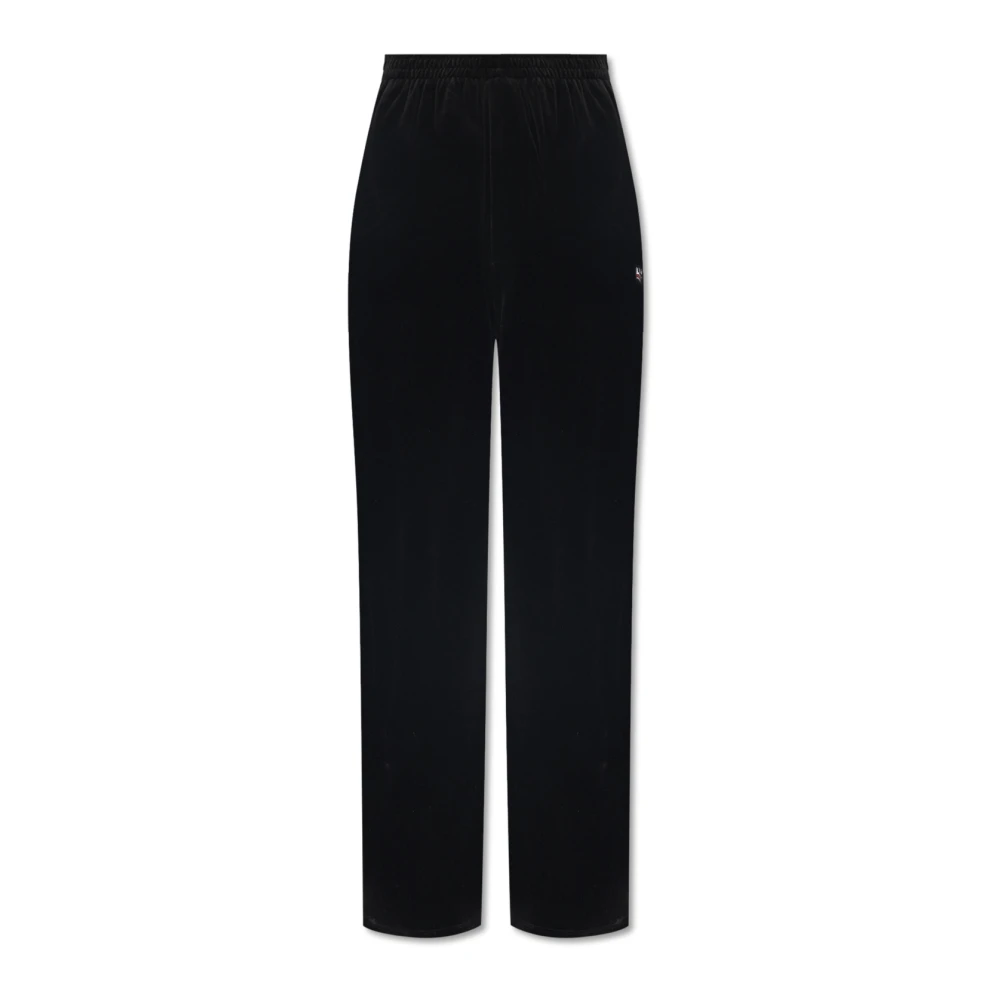 Balenciaga Velours joggingbroek met logo Black Dames