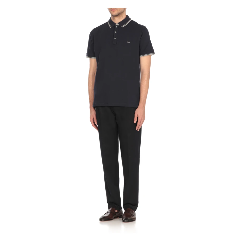 Fay Blauw Poloshirt met Geborduurd Logo Blue Heren