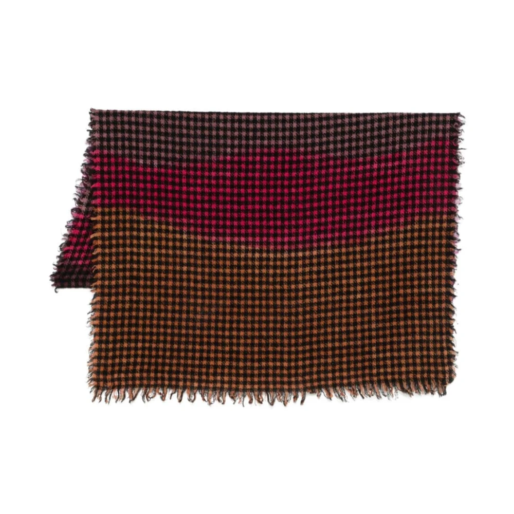 Faliero Sarti Gebreide Houndstooth Sjaal met Franje Multicolor Dames